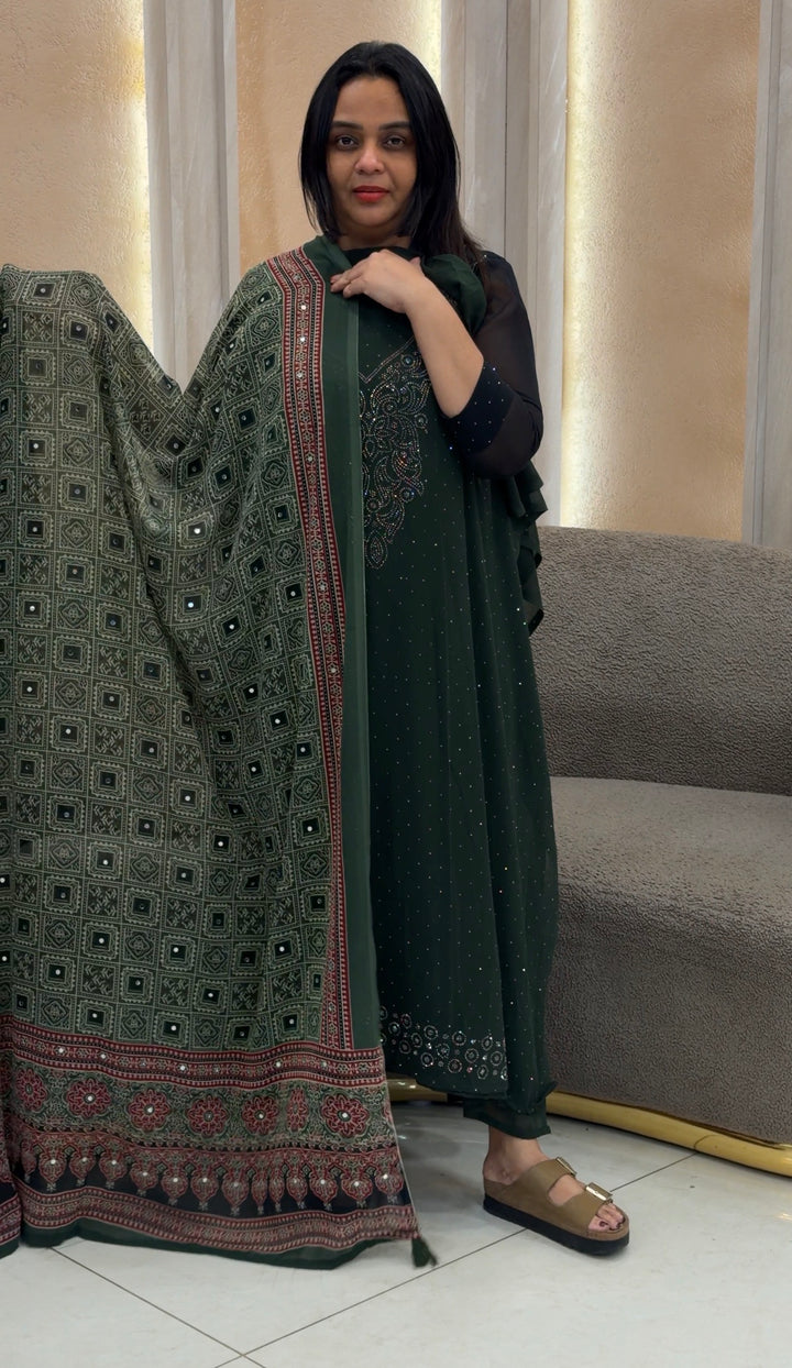 FAUX GEORGETTE UNSTITCHED SALWAR SUITS - NUWA - 1030