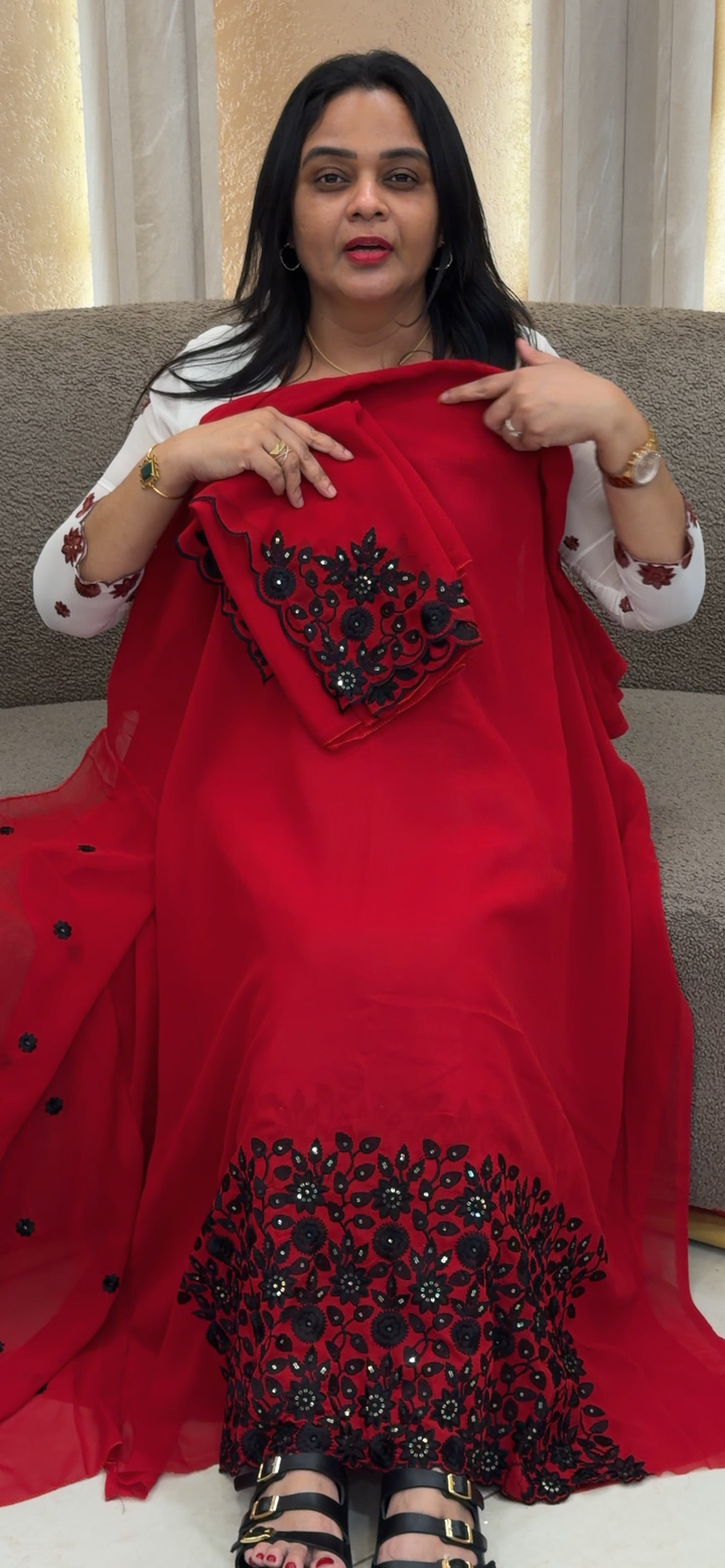 FAUX GEORGETTE UNSTITCHED SALWAR SUITS - NUWA - 1756