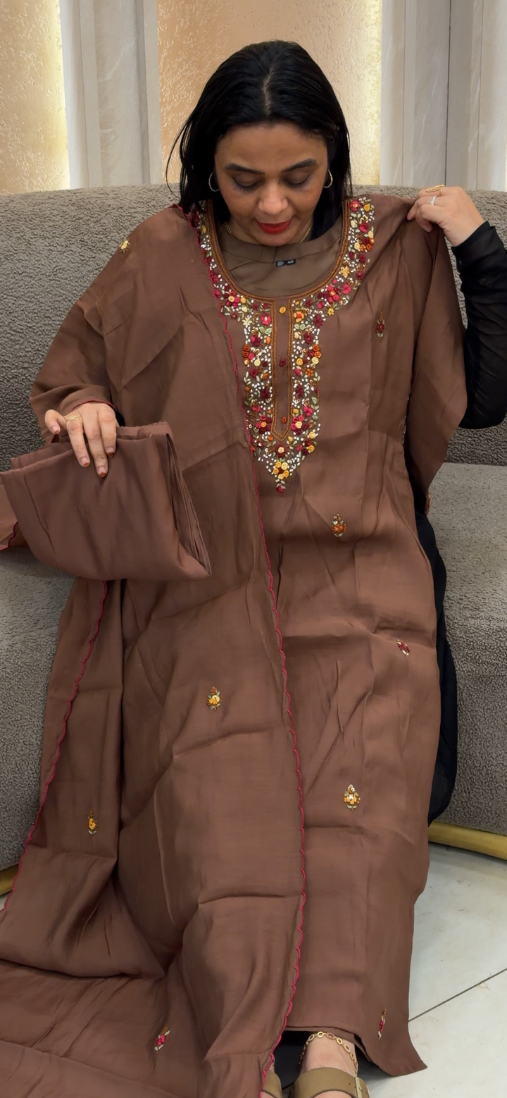 BANARASI MUL TOP, BOTTOM AND DUPATTA  - NUWA - 1110