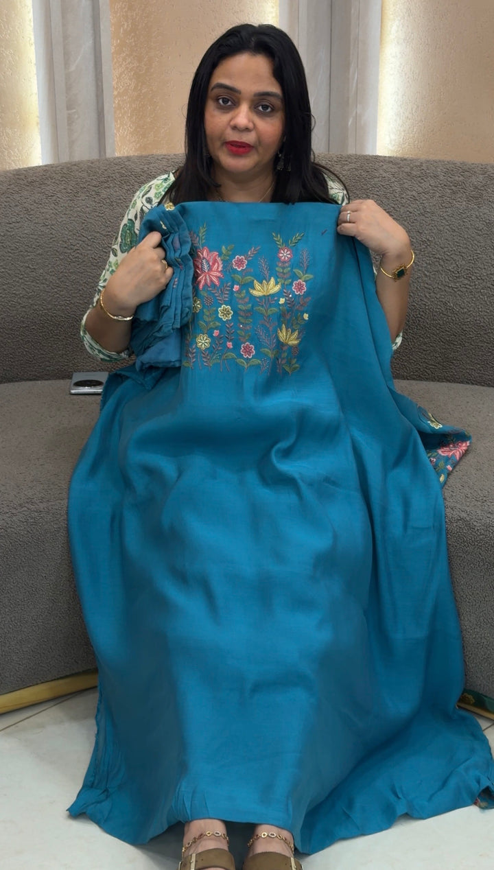 MUL CHANDERI UNSTITCHED SALWAR SUITA - NUWA-1474