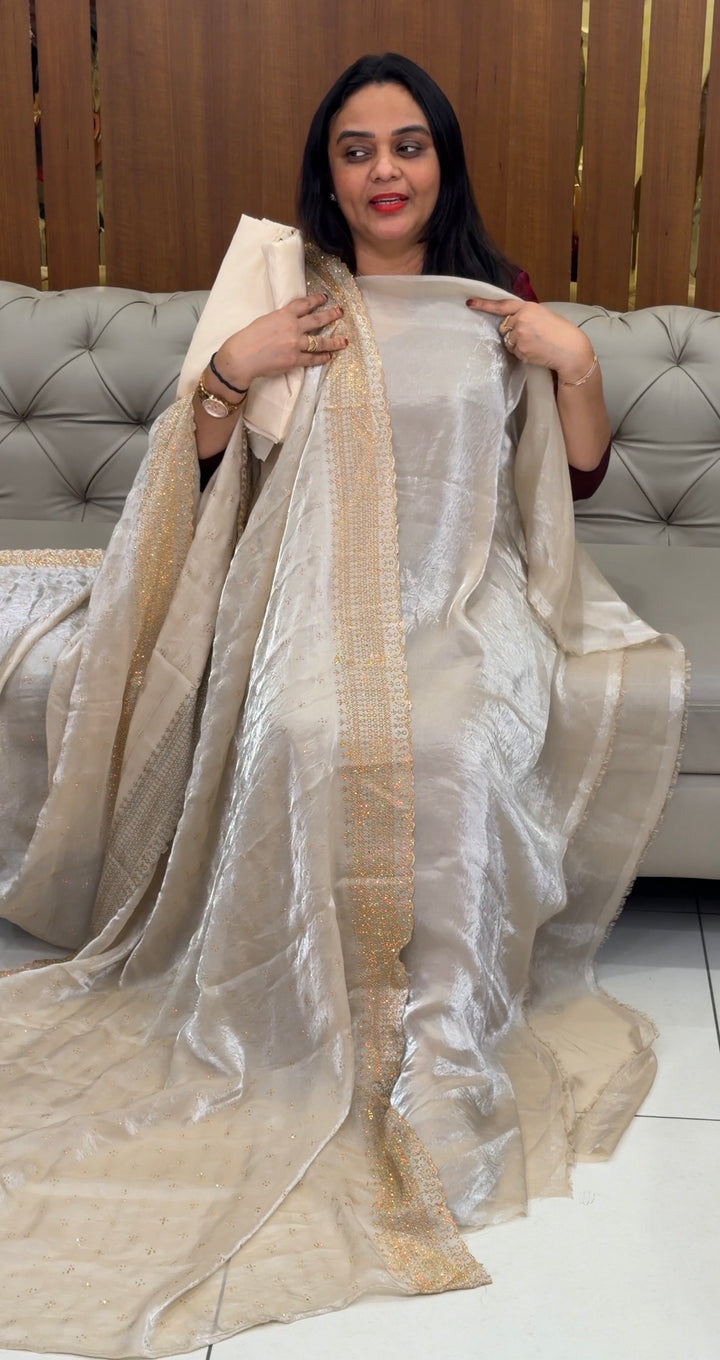 VELVET ORGANZA UNSTITCHED SALAR SUITS - NUWA-2033