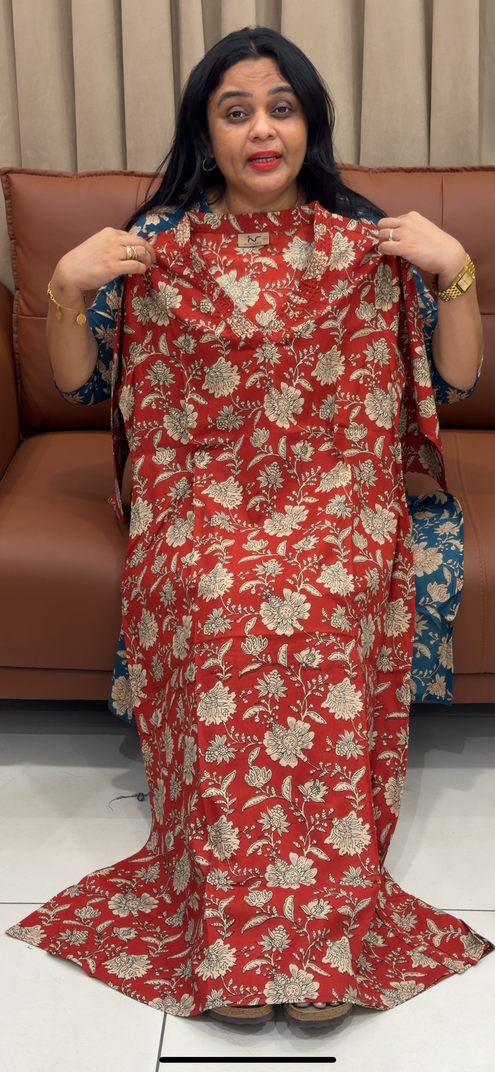 PRINTED COTTON LONG SLITTED TOPS - NUWA - 2417