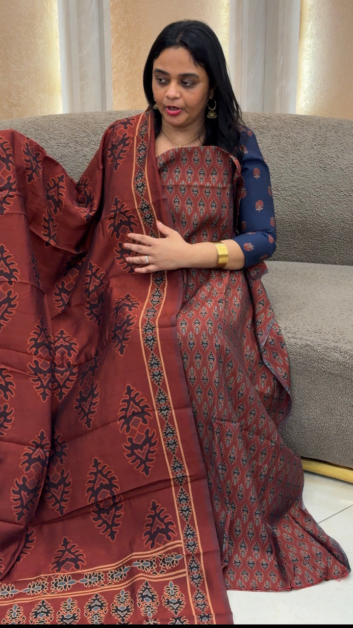 AJRAKH PRINTED UNSTITCHED SALWAR SUITS - NUWA-1684