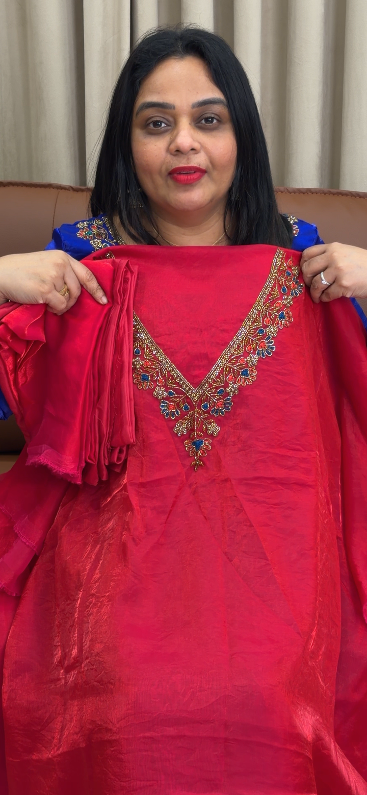IN-HOUSE VELVET ORGANZA UNSTITCHED SALWAR SUITS - NUWA - 1608