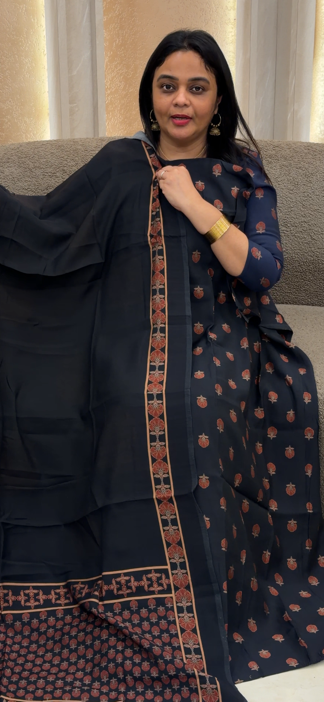 AJRAKH PRINTED UNSTITCHED SALWAR SUITS - NUWA - 1658