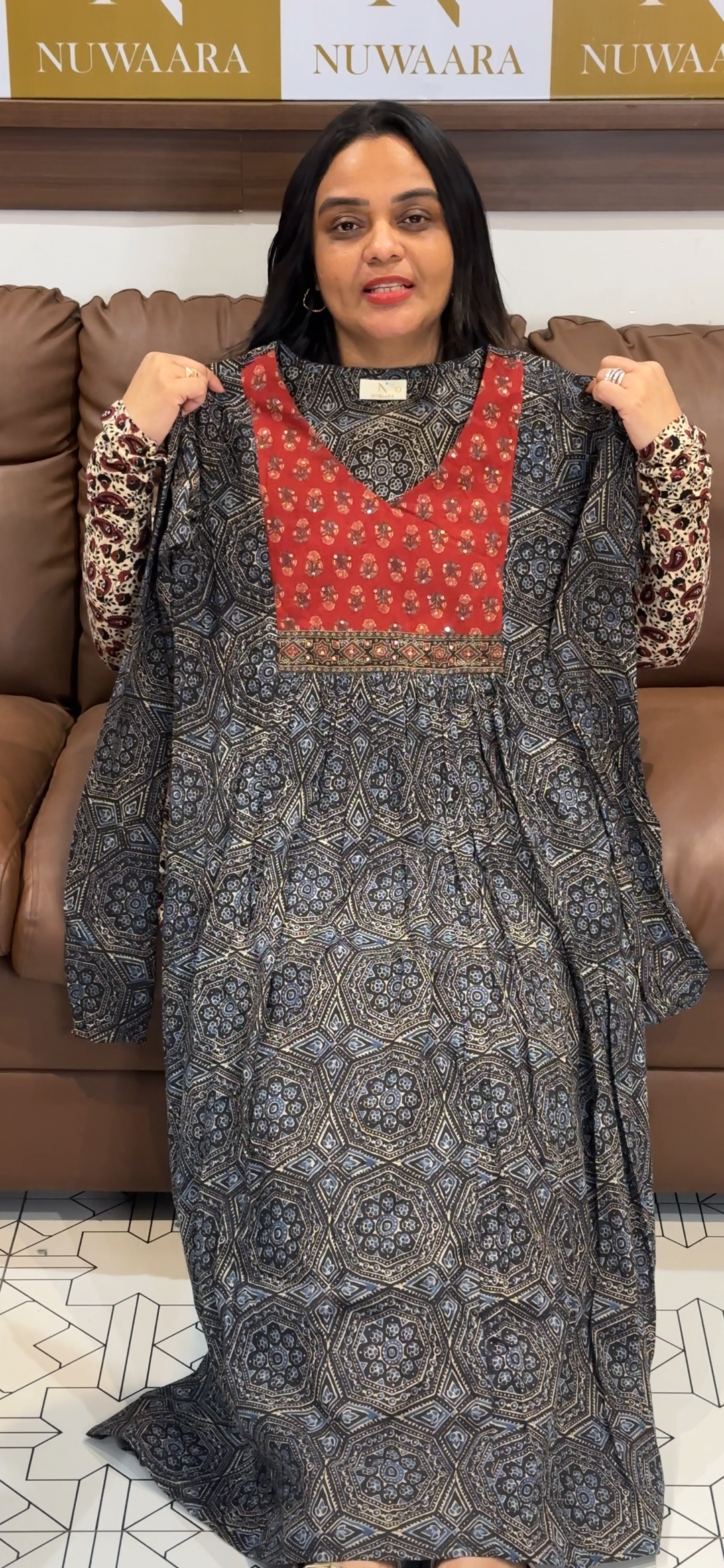 PRINTED LONG ALINE TOPS  - NUWA - 731