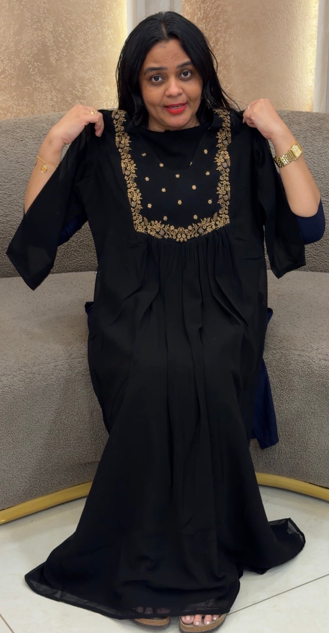OFFER SALE FAUX GEORGETTE LONG ALINE TOP - NUWA - 2441