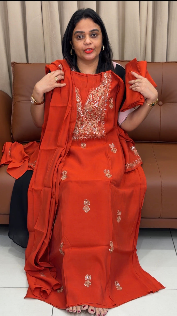 CHIKANKARI UNSTITCHED SALWAR SUITS - NUWA-1383