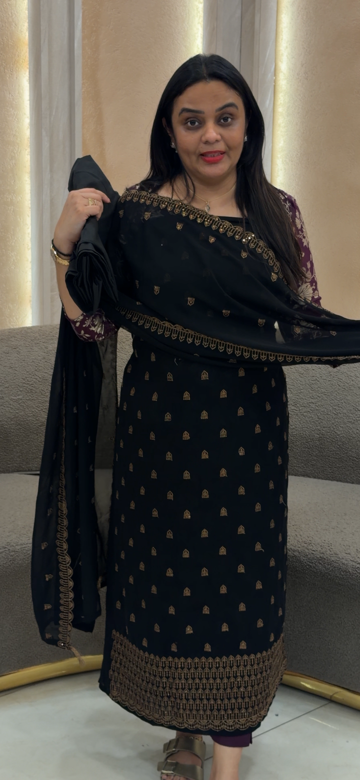 FAUX GEORGETTE UNSTITCHED SALWAR SUITS - NUWA - 991