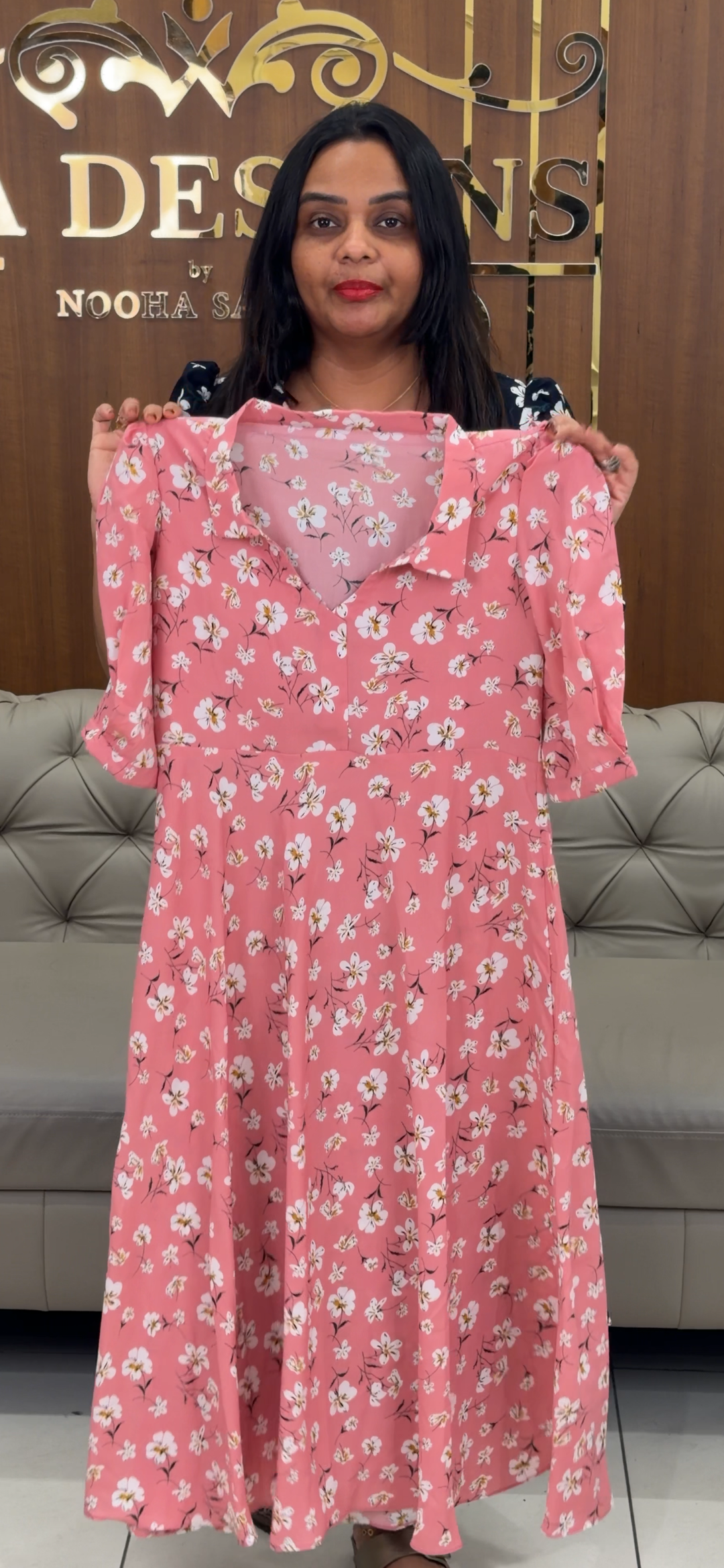 PRINTED LONG ALINE FROCKS - NUWA -  793