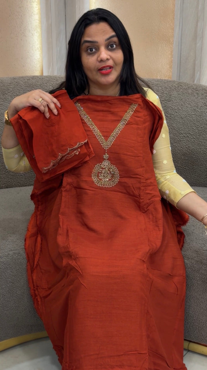 RAW SILK UNSTITCHED SALWAR SUITS - NUWA-1328