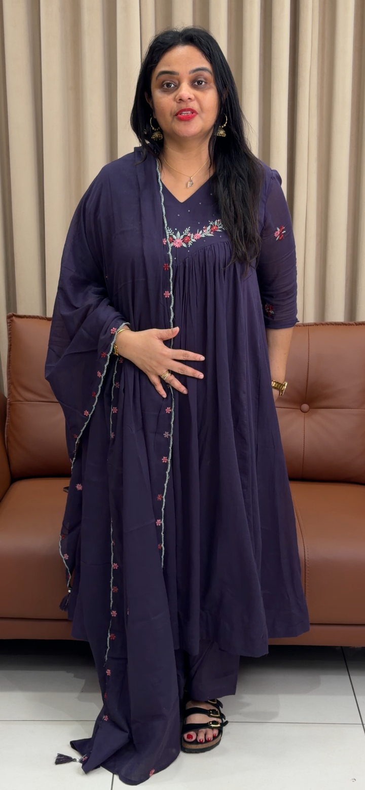 MUL MUL COTTON ALINE TOP, BOTTOM AND DUPATTA - NUWA - 1697