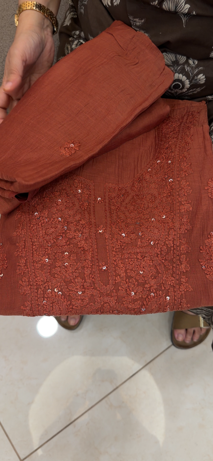 LUCKNOWI CHIKANKARI UNSTITCHED SALWAR SUITS - NUWA - 1396