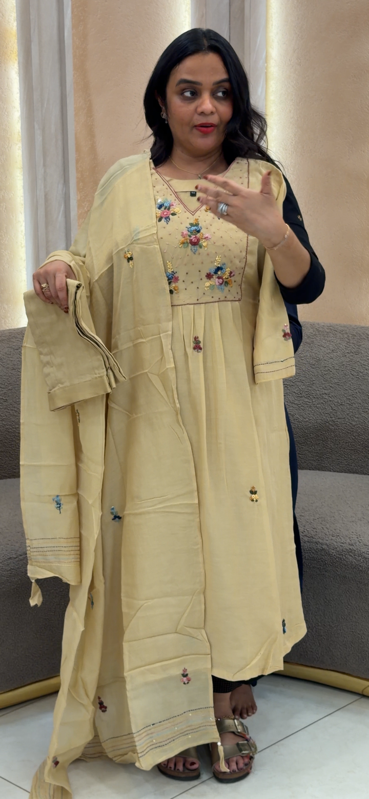 MUL CHANDERI TOP, BOTTOM AND DUPATTA - NUWA - 892