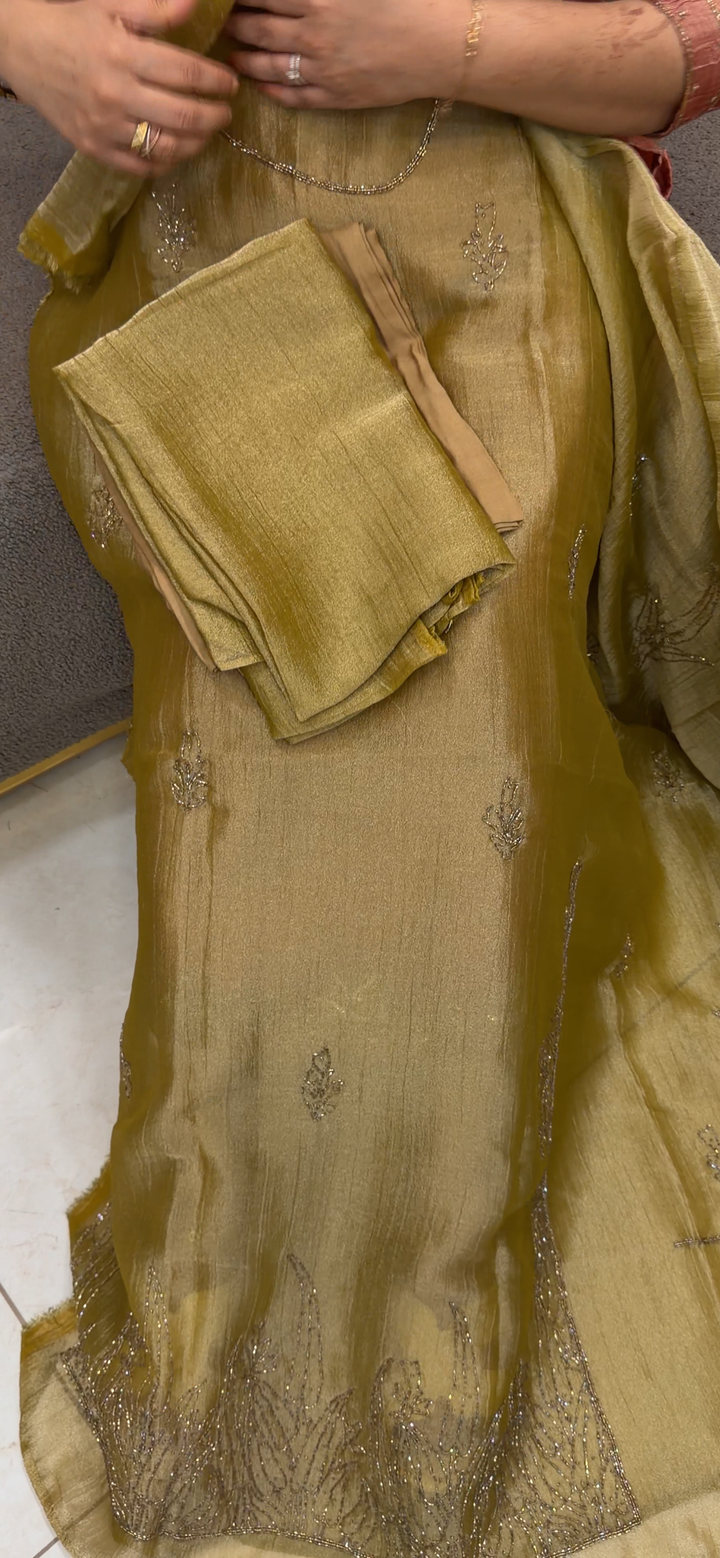 CRUSHED TISSUE UNSTITCHED SALWAR SUITS - NUWA - 1306