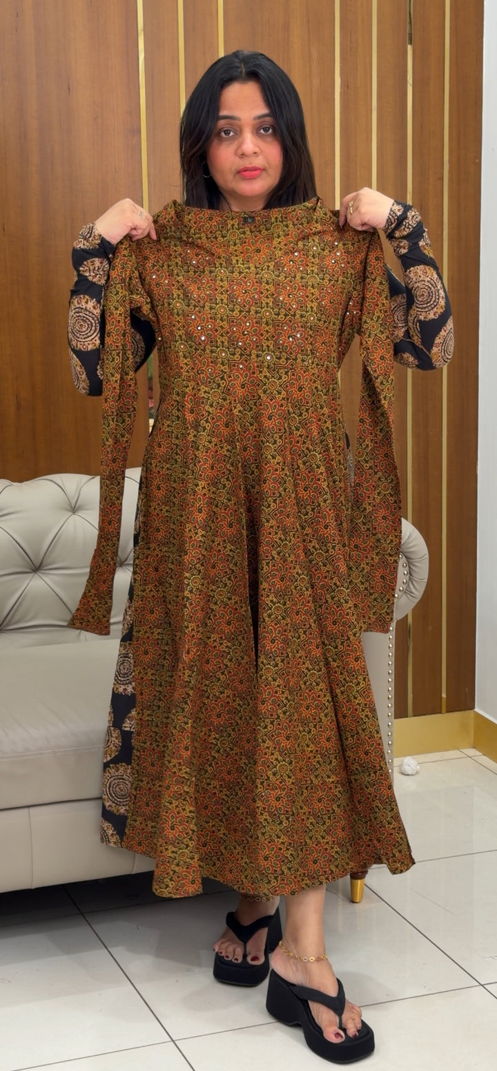 AJARKH PRINTED ANARKALI TOPS - NUWA-873