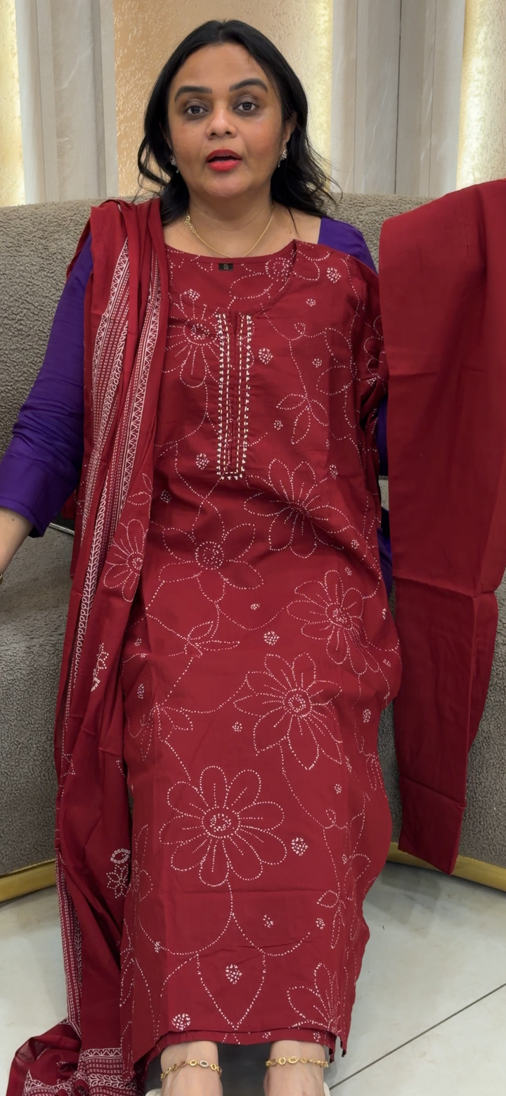 PRINTED COTTON TOP, BOTTOM AND DUPATTA - NUWA - 868