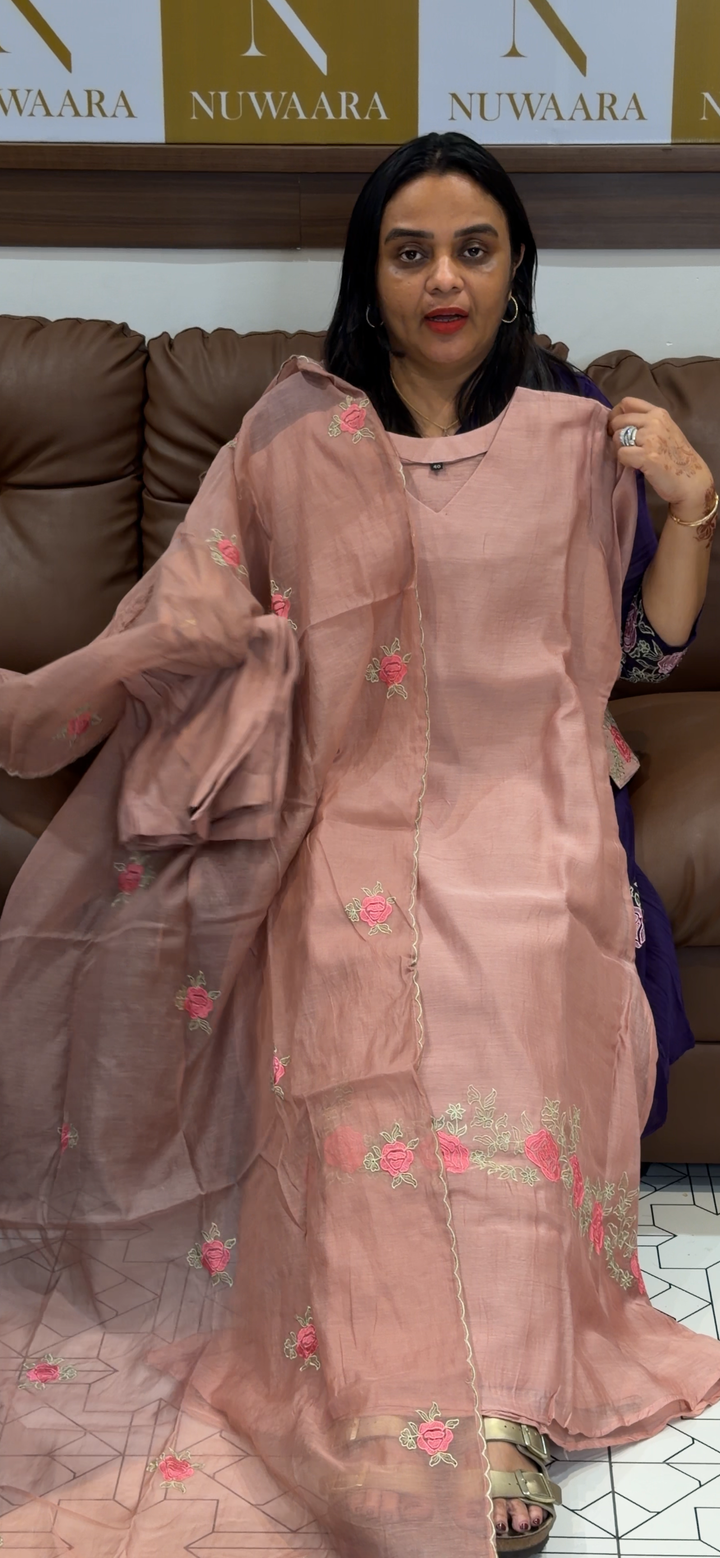 MUL CHANDERI TOP, BOTTOM AND DUPATTA - NUWA - 721