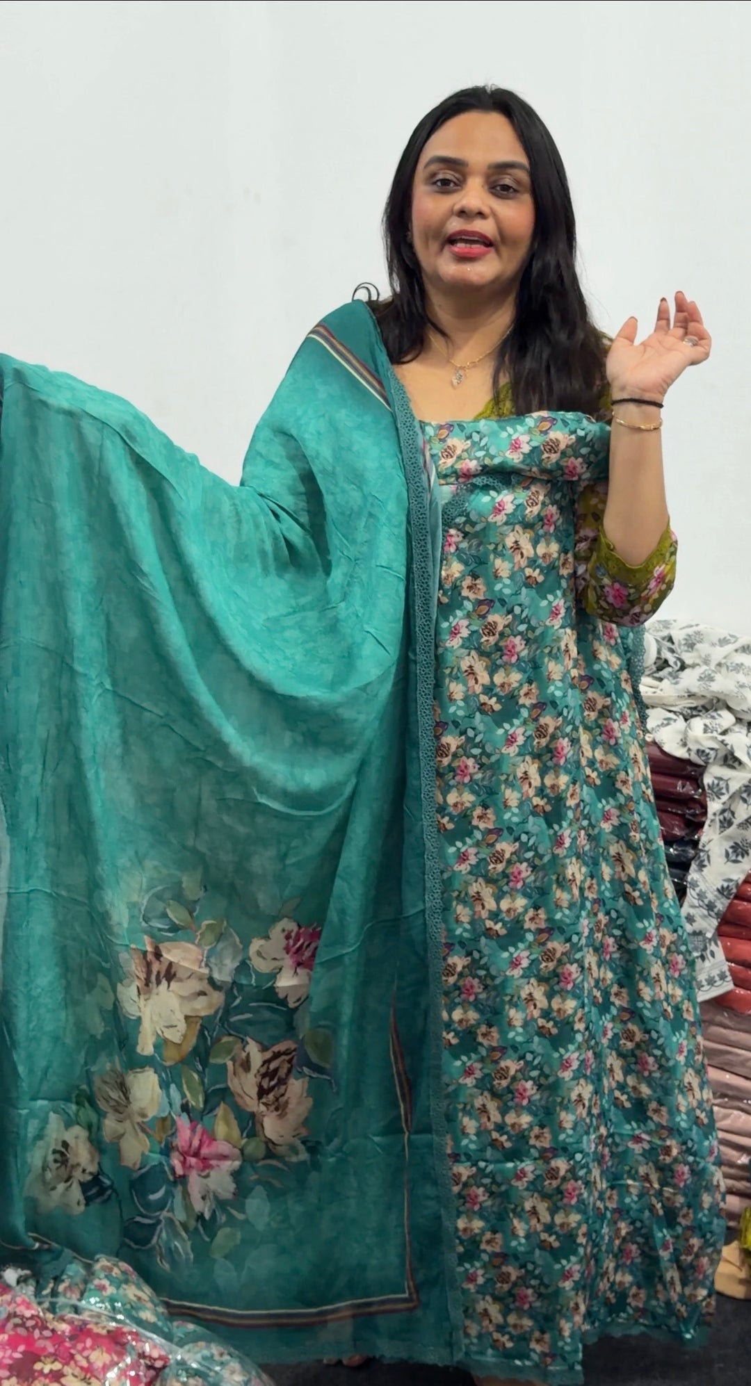 PRINTED CHINON UNSTITCHED SALWAR SUITS - NUWA-834