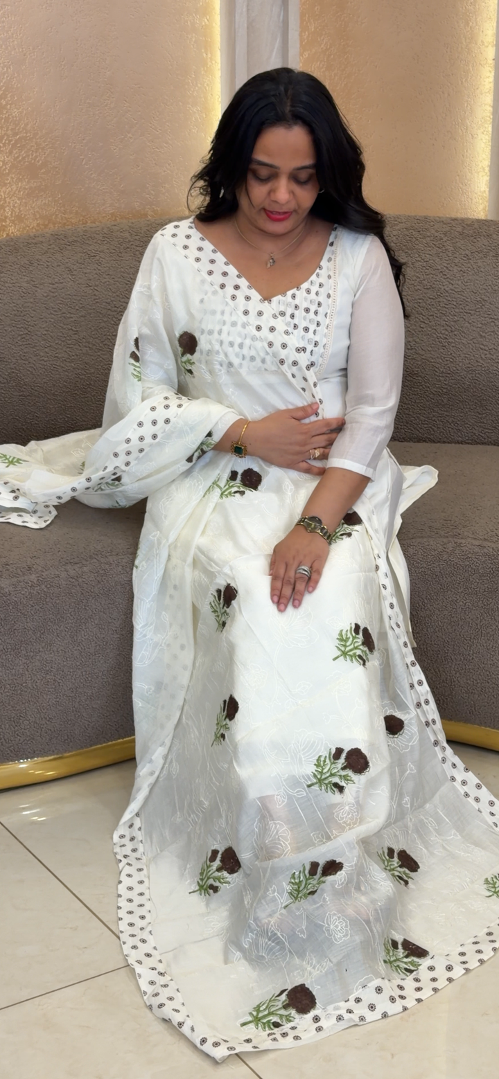 MALAI CHANDERI UNSTITCEHD SALWAR SUITS - NUWA - 2072