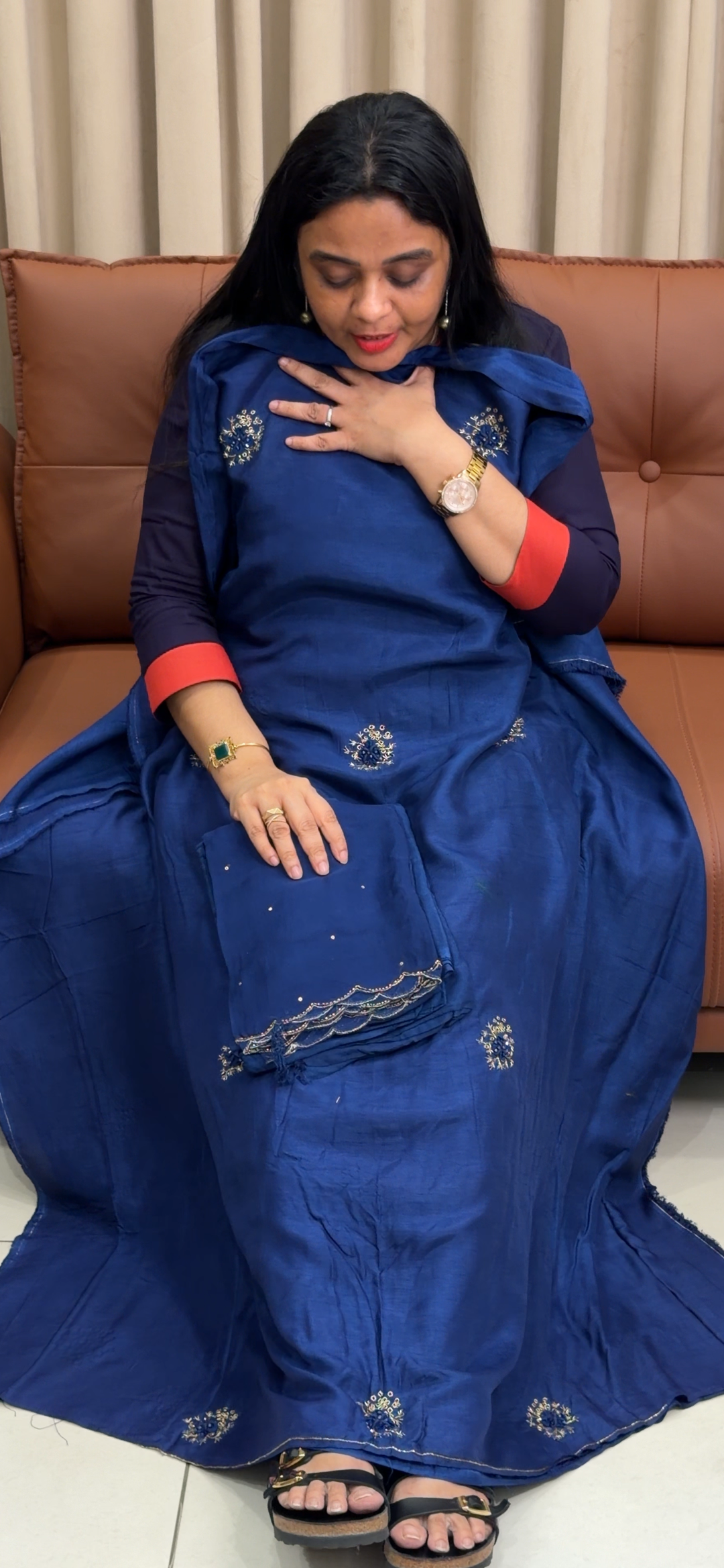 VISCOSE ORGANZA UNSTITCHED SALWAR SUIT - NUWA - 2215