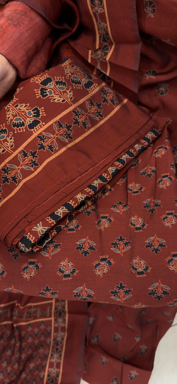 AJRAKH PRINTED UNSTITCHED SALWAR SUITS - NUWA - 1658
