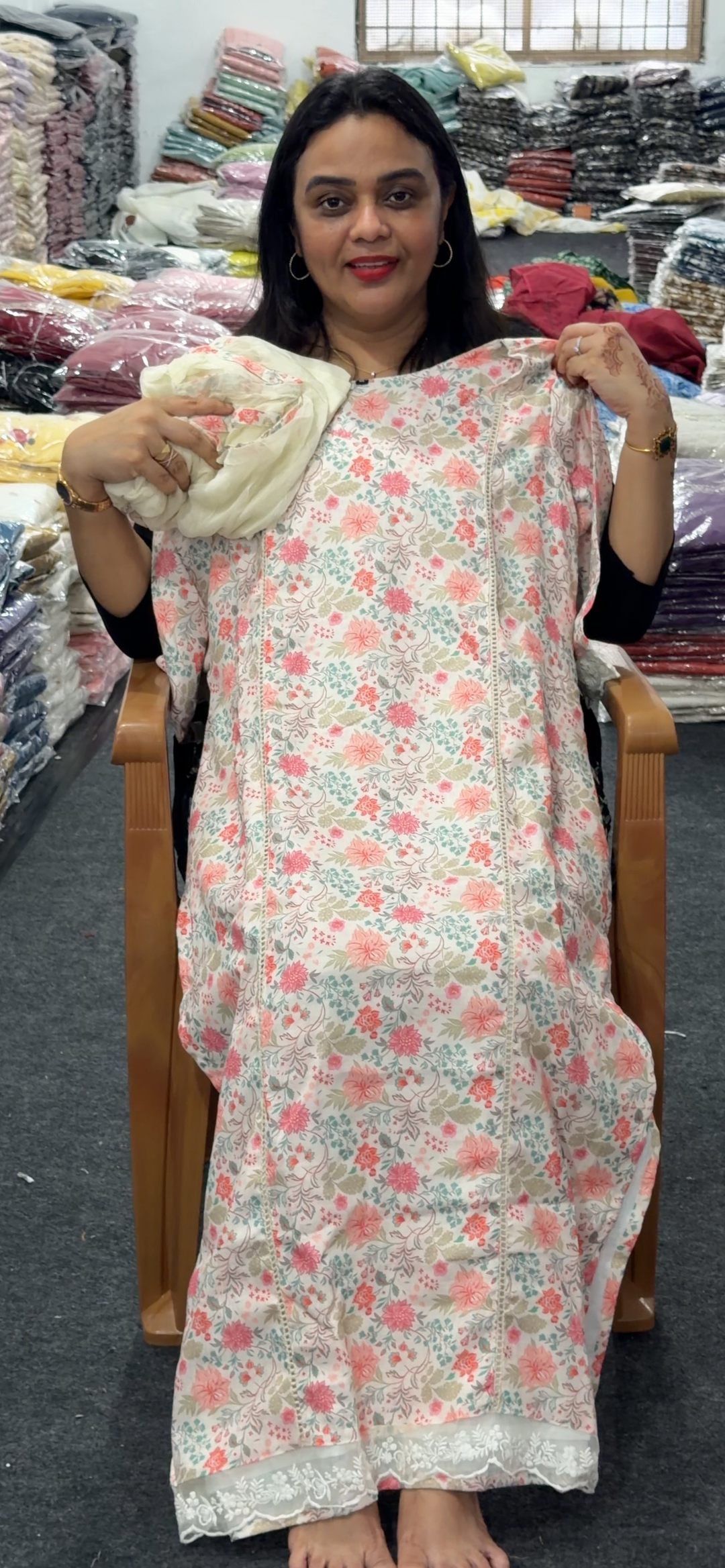 PRINTED LINEN TOP, BOTTOM AND DUPATTA - NUWA - 1242