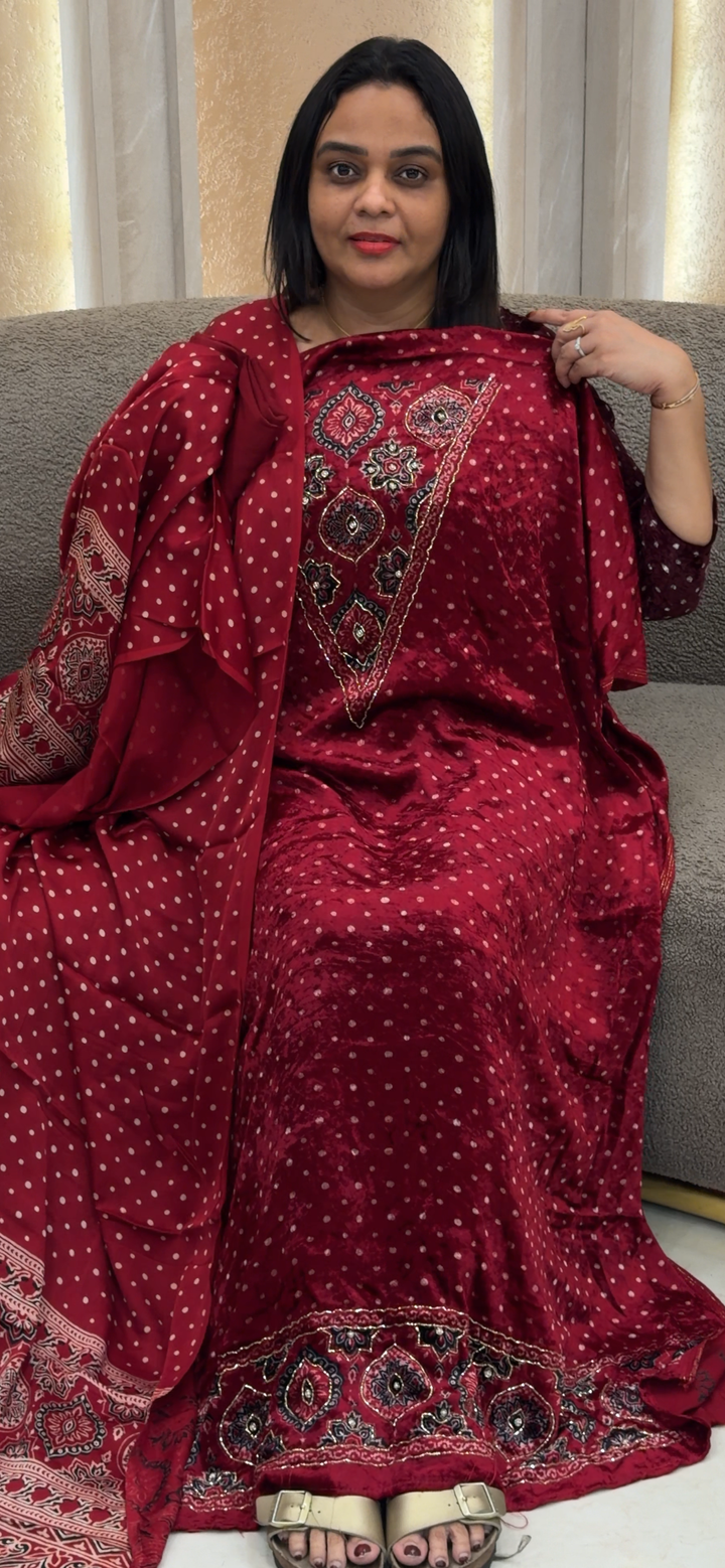 VISCOSE VELVET UNSTITCHED SALWAR SUITS - NUWA - 964