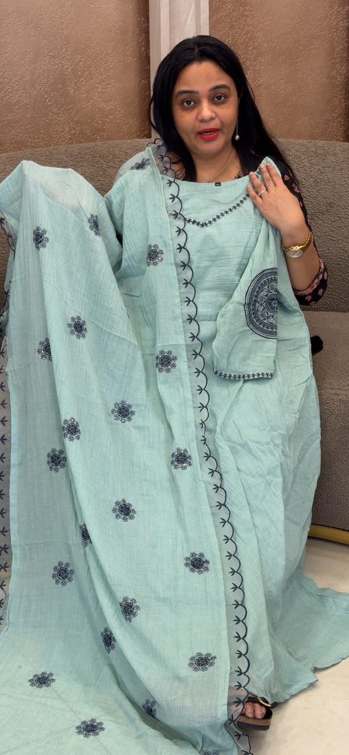 MUL CHANDERI TOP AND DUPATTA - NUWA - 2247