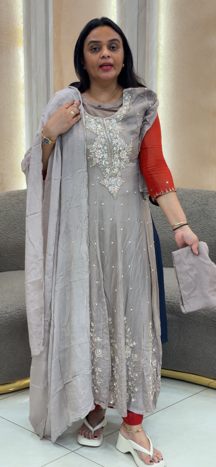 HAND WORKED ANARKALI TOP, BOTTOM AND DUPATTA - NUWA - 872