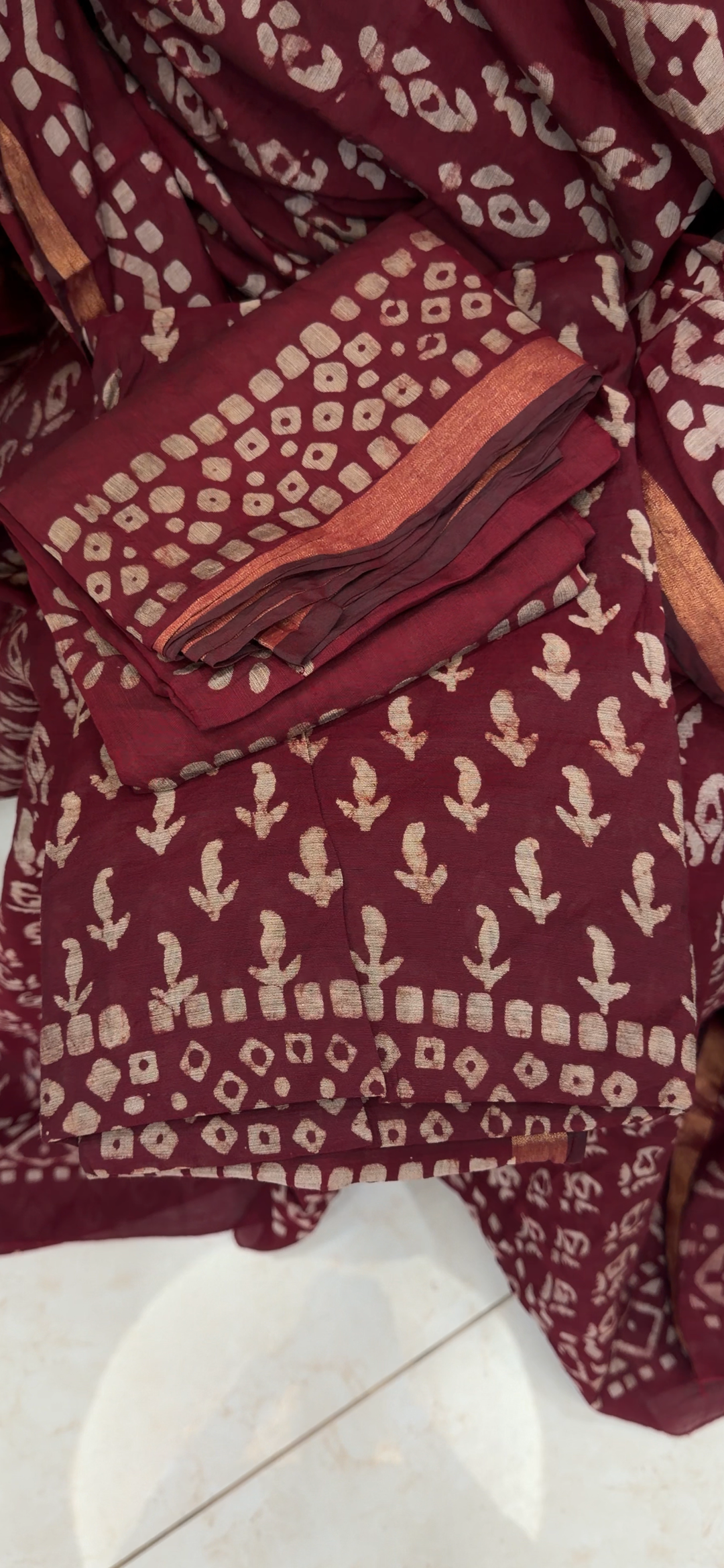 PRINTED CHANDERI UNSTITCHED SALWAR SUITS - NUWA - 1362