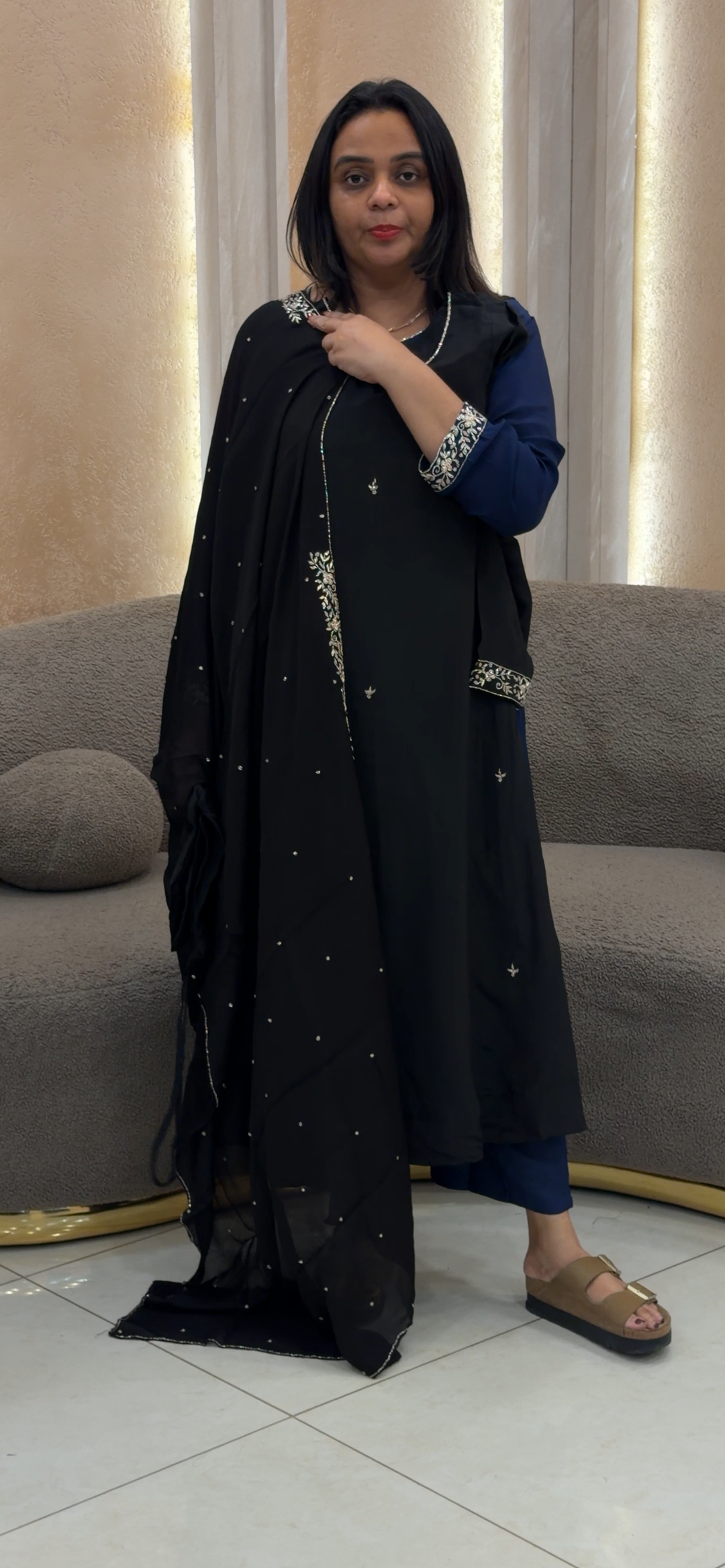 CRAPE SILK TOP, BOTTOM AND DUPATTA - NUWA - 1038