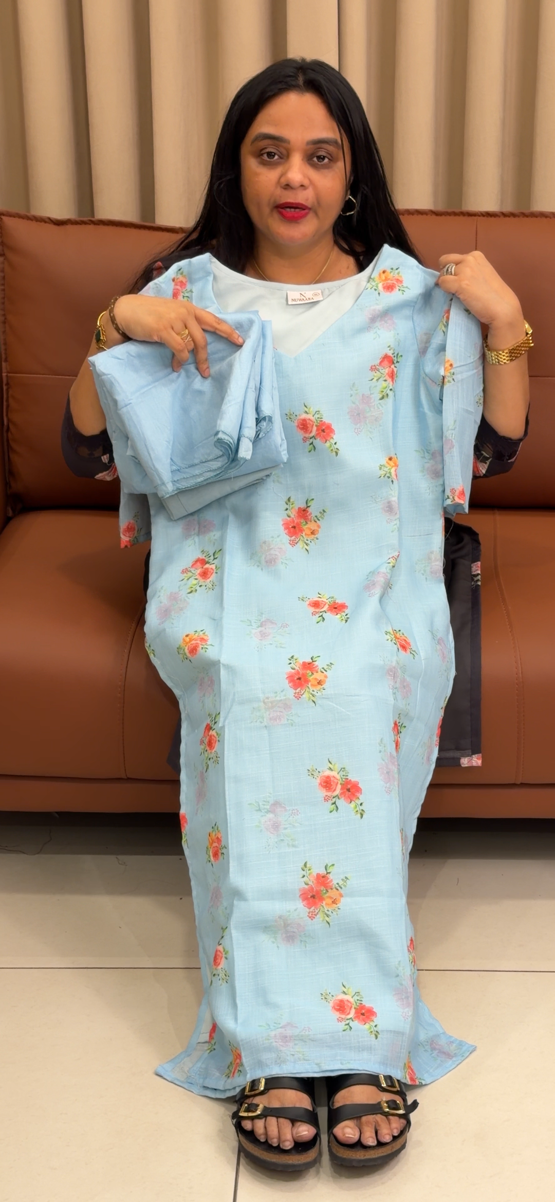 PRINTED LINEN TOP, BOTTOM AND DUPATTA - NUWA - 2157