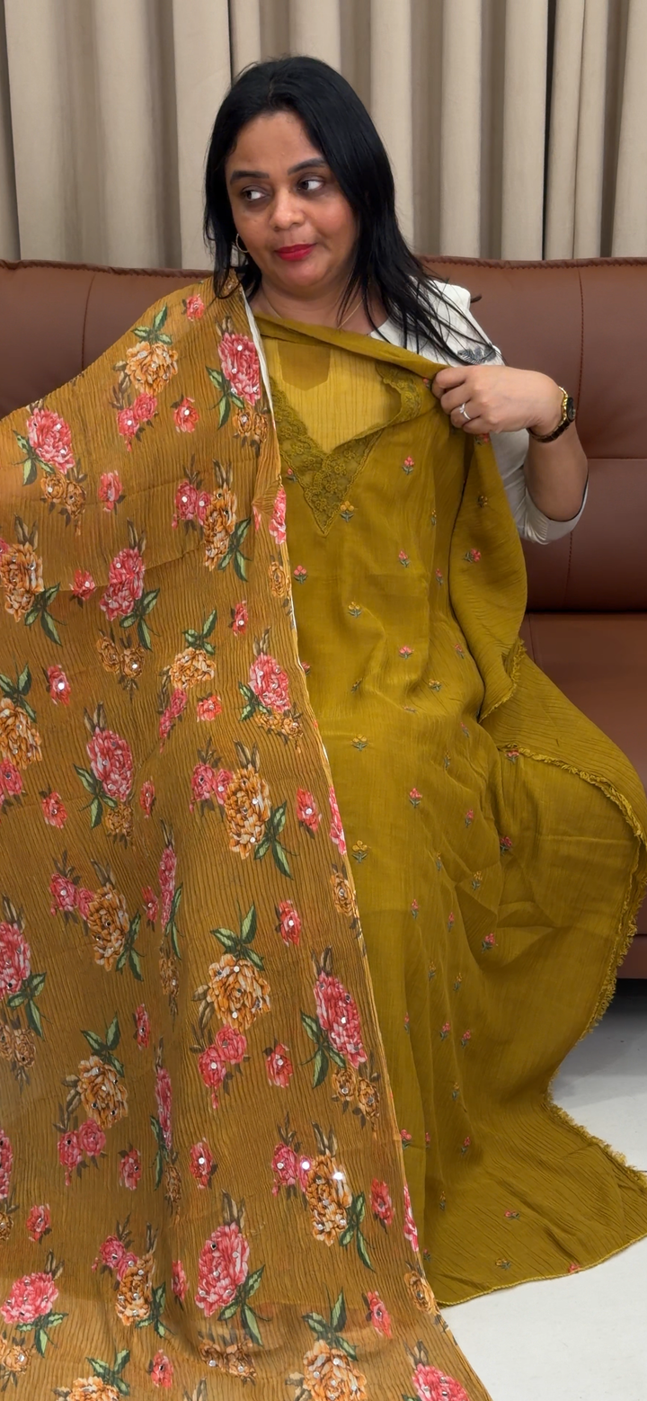 MUL CRUSHED UNSTITCHED SALWAR SUITS - NUWA - 1716