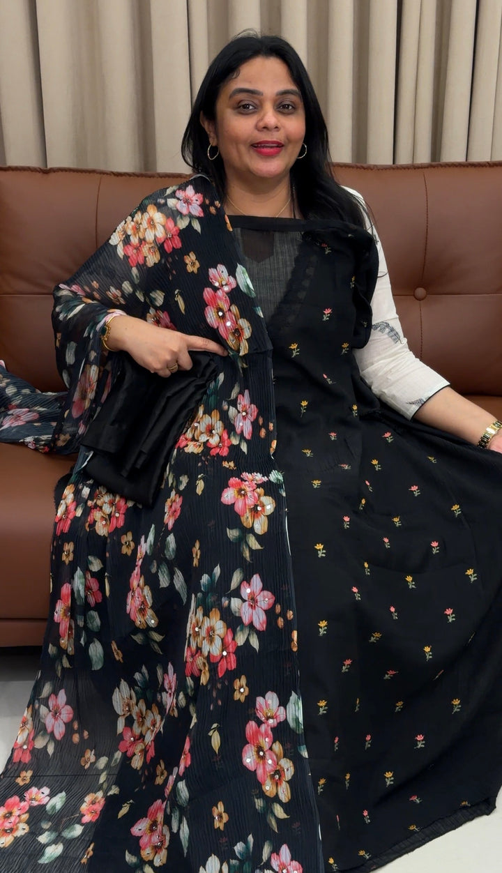 MUL CRUSHED UNSTITCHED SALWAR SUITS - NUWA - 1710