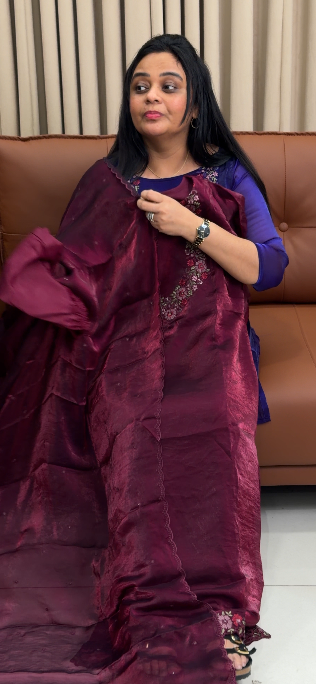 VELVET ORGANZA TOP, BOTTOM AND DUPATTA - NUWA - 1998