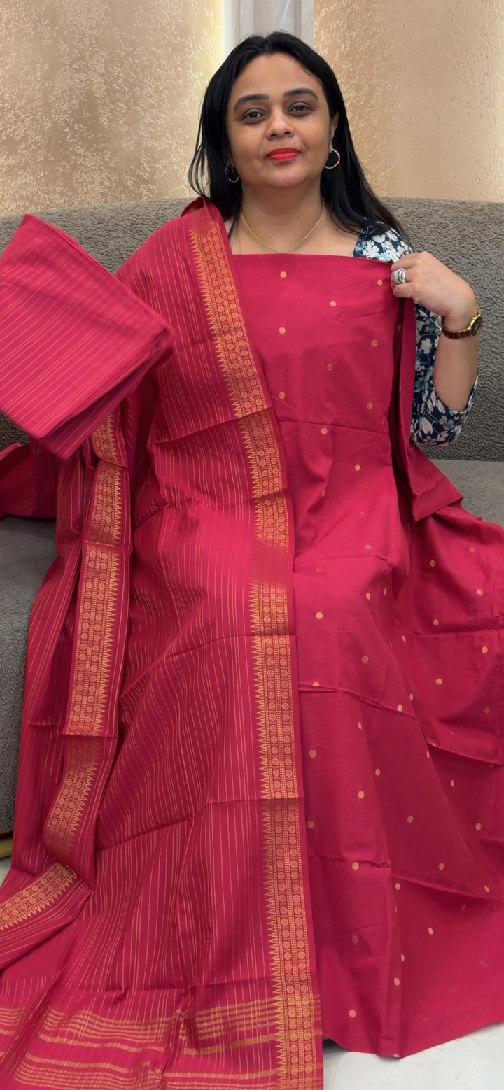 OFFER SALE HANDLOOM COTTON UNSTITCHED SALWAR SUITS - NUWA - 2409