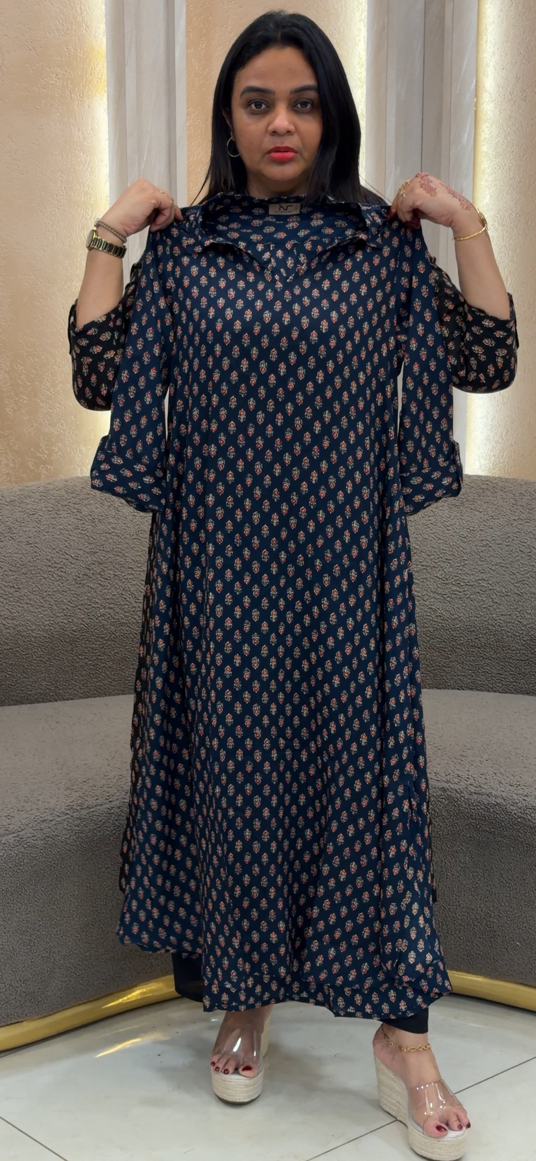 PRINTED RAYON LONG TOPS - NUWA - 1221