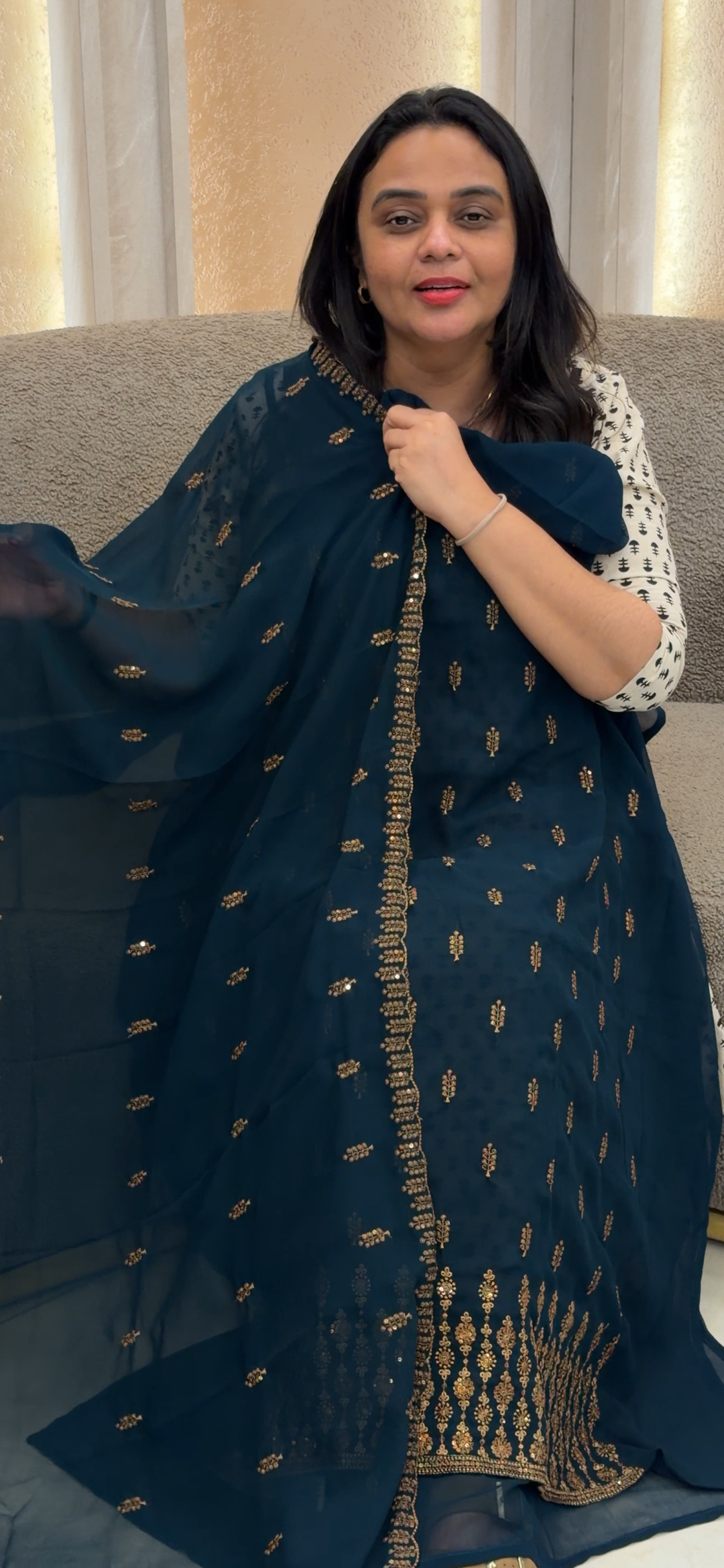 FAUX GEORGETTE UNSTITCHED SALWAR SUITS - NUWA - 1069