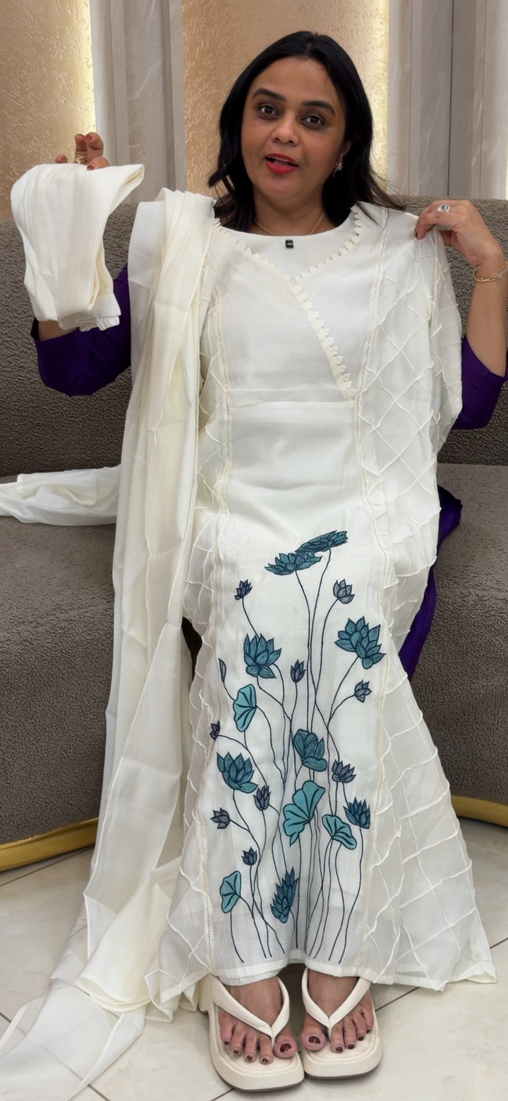 MALAI CHANDERI TOP, BOTTOM AND DUPATTA - NUWA - 882