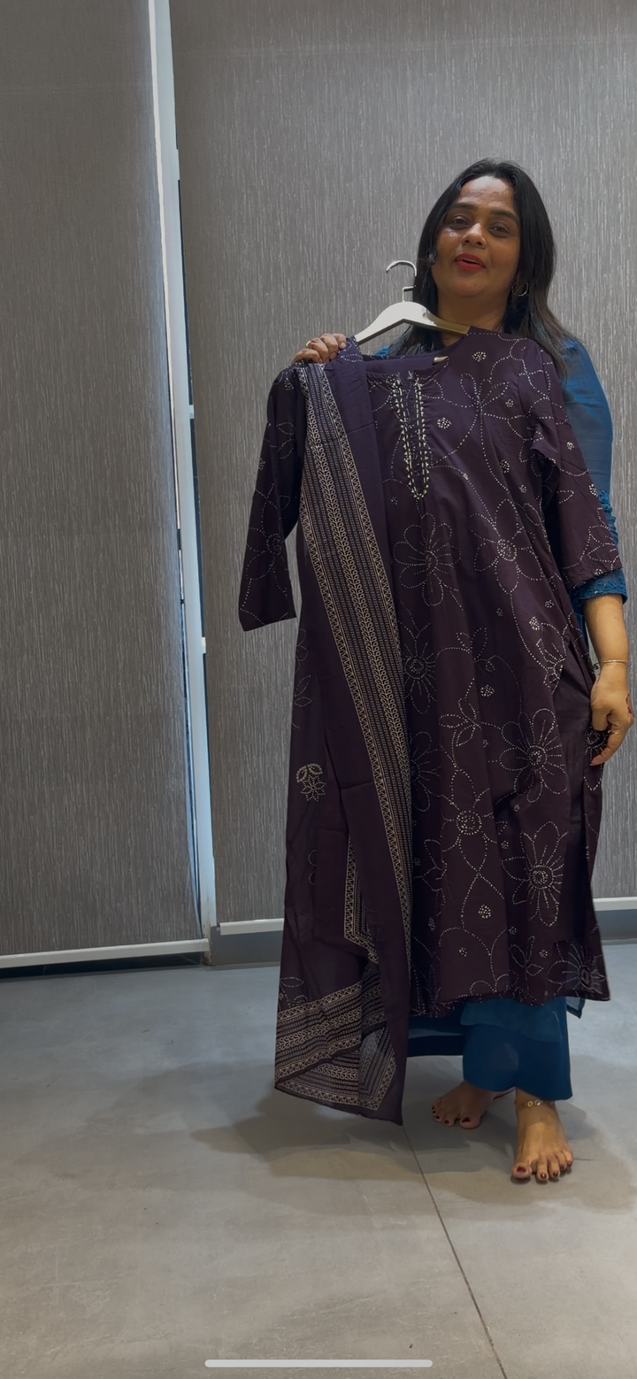 PRINTED COTTON TOP, BOTTOM AND DUPATTA - NUWA-291