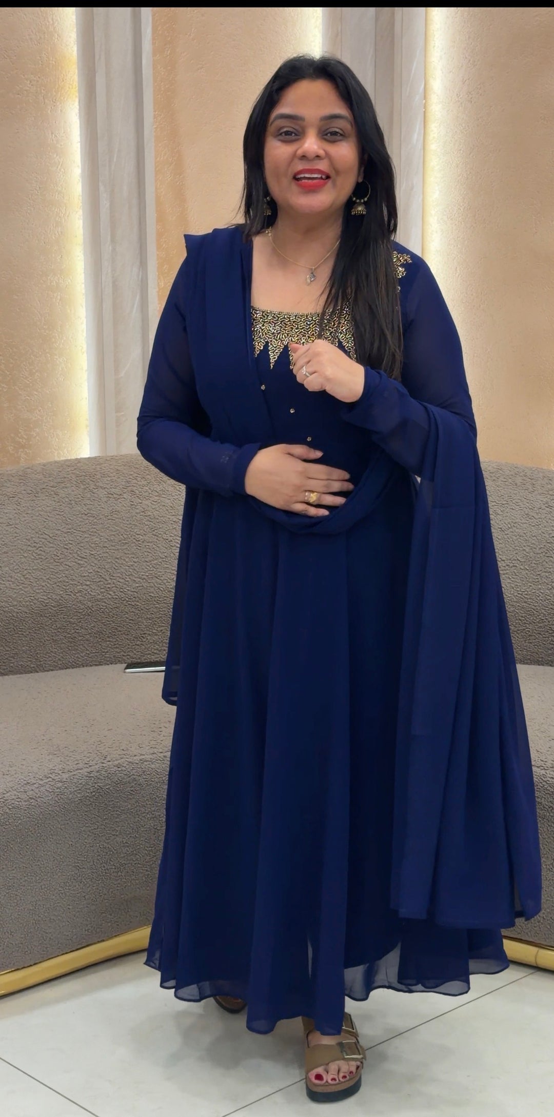 IN-HOUSE PARTY WEAR ANARKALI TOP AND DUPATTA - IHA 1458