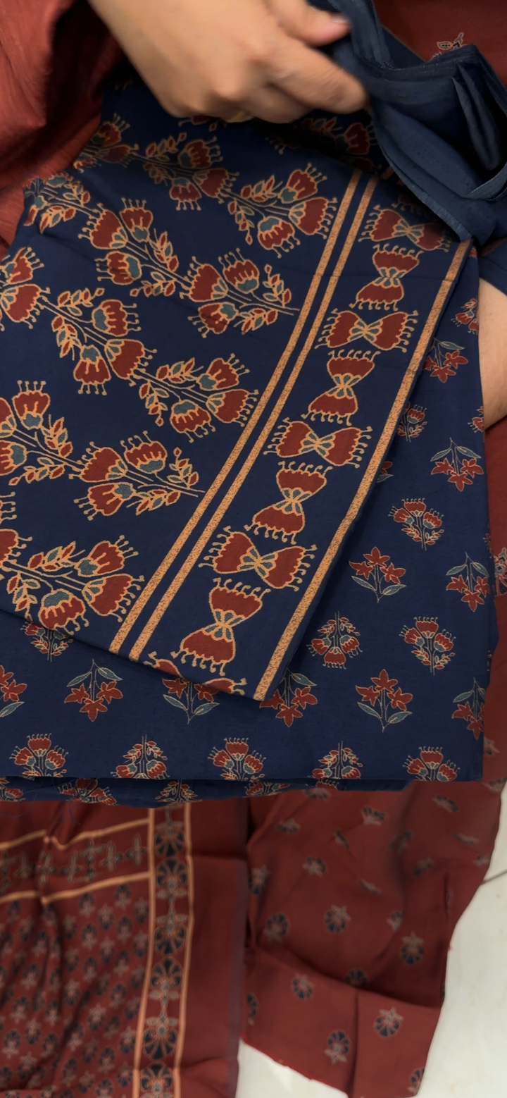 AJRAKH PRINTED UNSTITCHED SALWAR SUITS - NUWA - 1658
