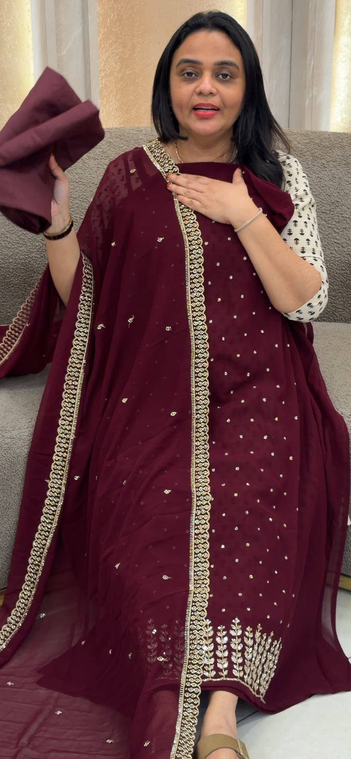 FAUX GEORGETTE UNSTITCHED SALWAR SUITS - NUWA - 1058