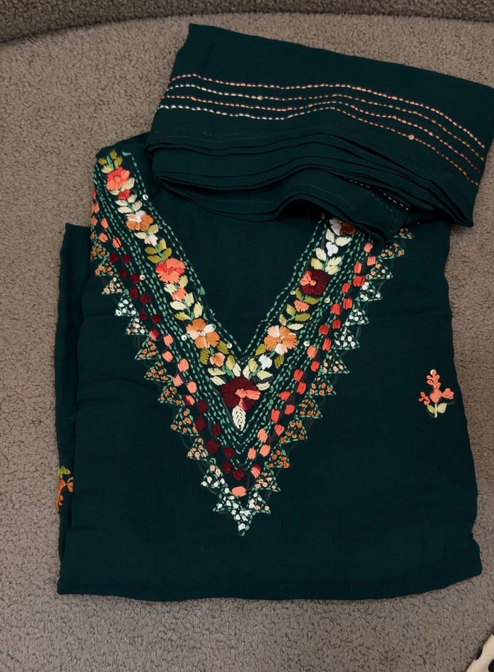 LUCKNOWI CHIKANKARI UNSTITCHED SALWAR SUITS - NUWA-1952