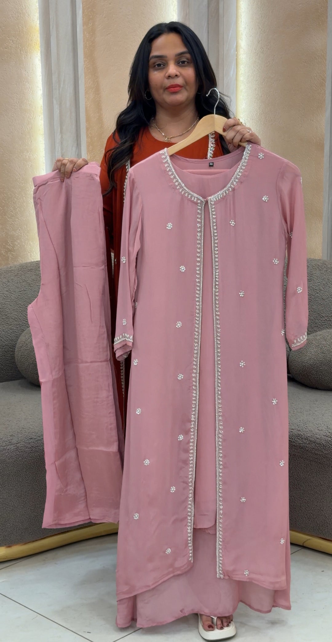 PLATINUM CHIFFON TOP,BOTTOM AND JACKET - NUWA-425