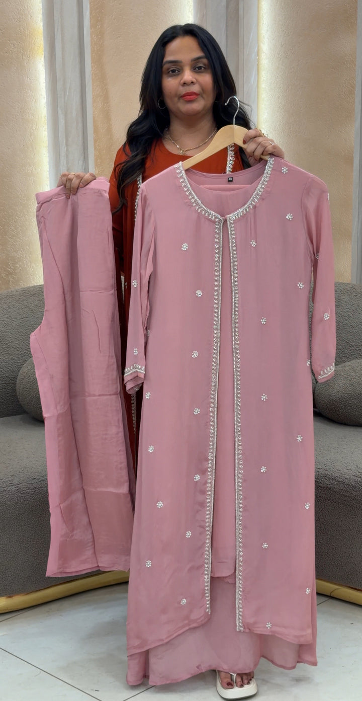 PLATINUM CHIFFON TOP,BOTTOM AND JACKET - NUWA-425