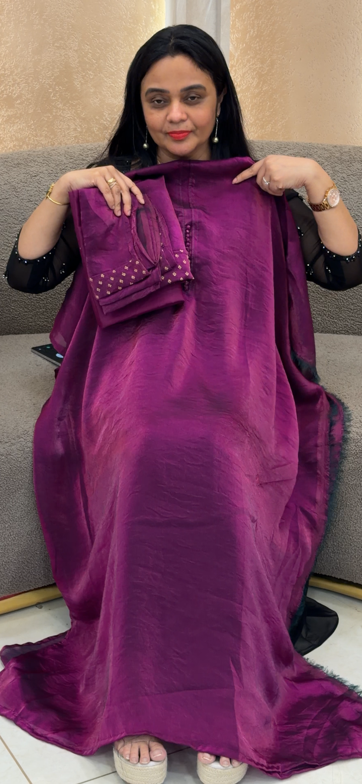 VELVET ORGANZA UNSTITCHED SALWAR SUITS - NUWA - 2282