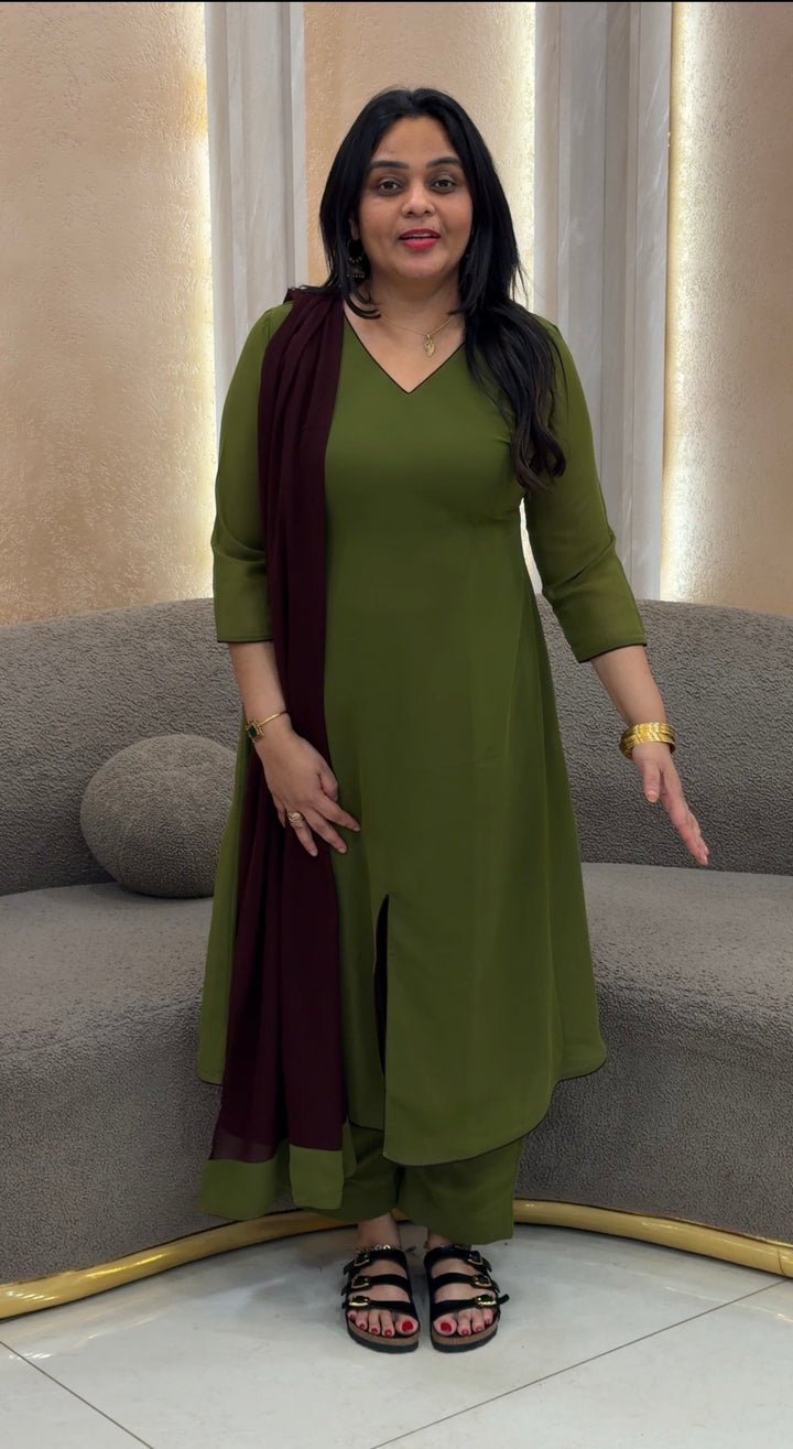 IN-HOUSE GEORGETTE TOP,BOTTOM AND DUPATTA - NUWA-1657