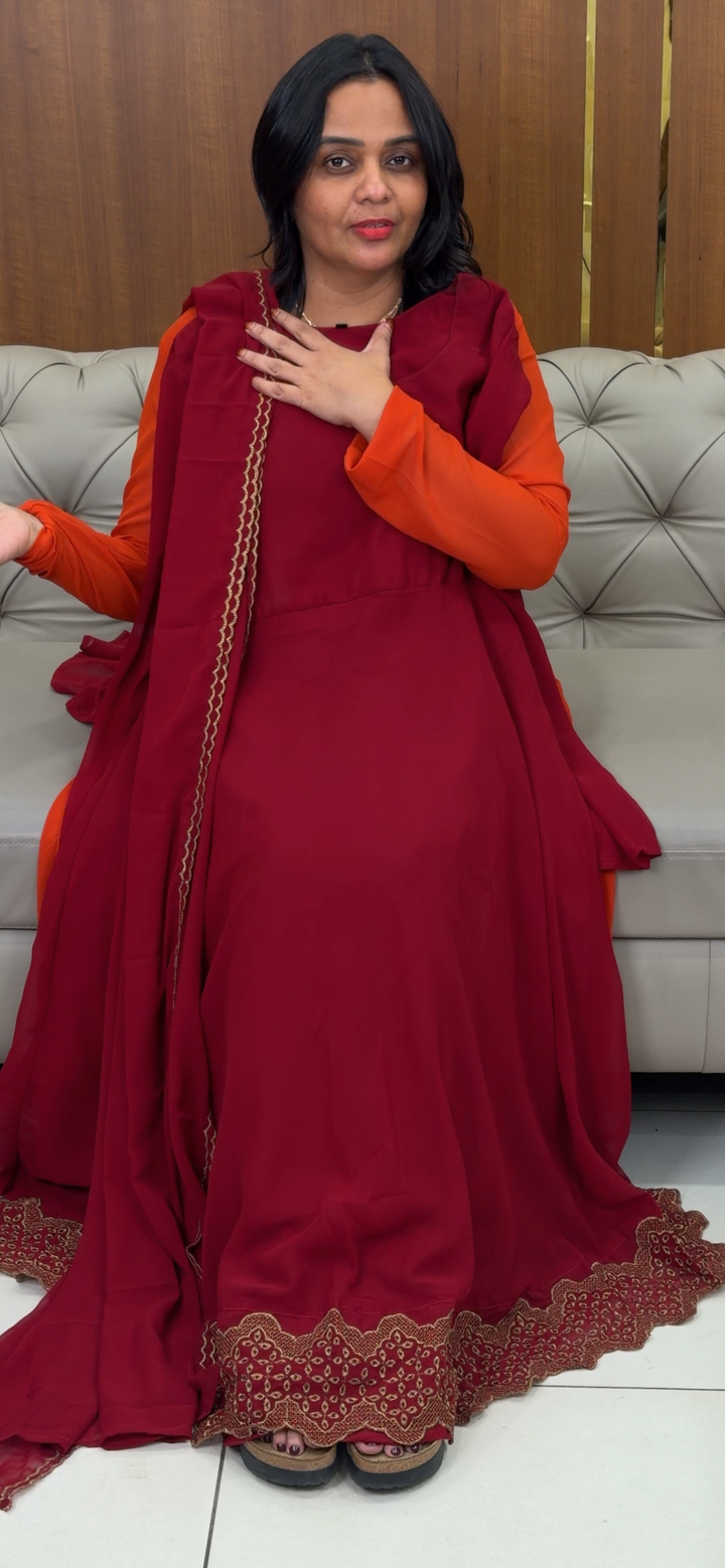 PARTY WEAR ANARKALI TOP AND DUPATTA - NUWA -  1051